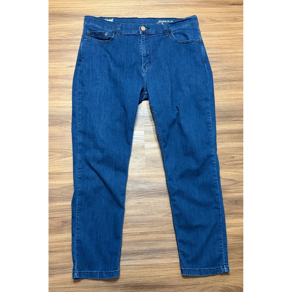 Mugsy Jeans Studio Blue Mens Medium Wash Stretch Slim Straight Denim Sz 38x30